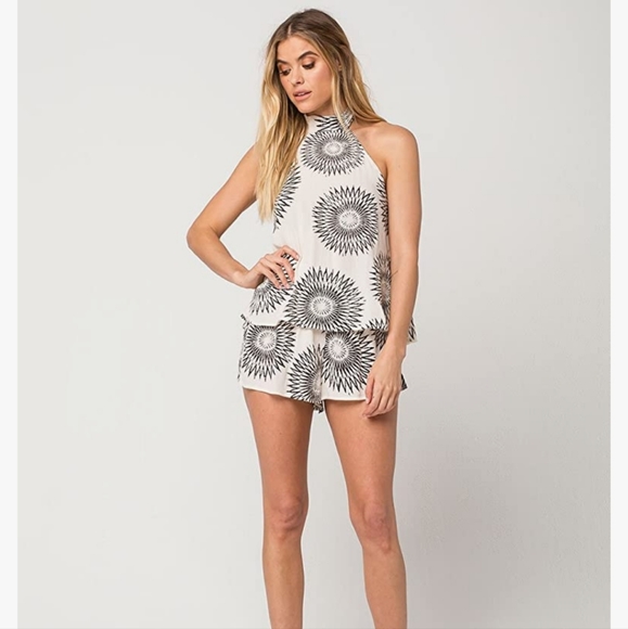 Billabong Moon Bud Printed Mock Neck Halter Top Small - Picture 1 of 13